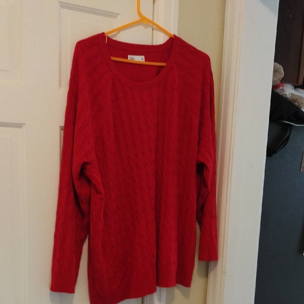 Croft & Barrow Red Crew Neck Sweater Vibrant Knit
